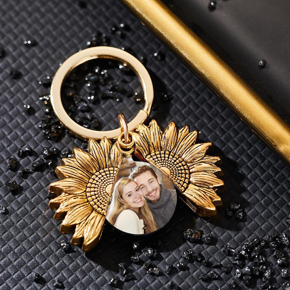 Custom Photo Sunflower Keychain Custom Photo Pendant Keychain For Kids - 