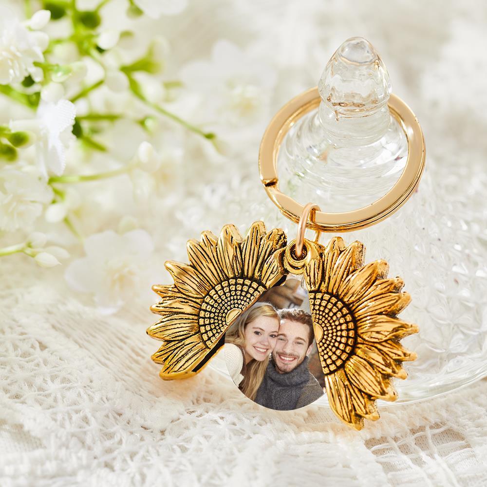 Custom Photo Sunflower Keychain Custom Photo Pendant Keychain For Kids -