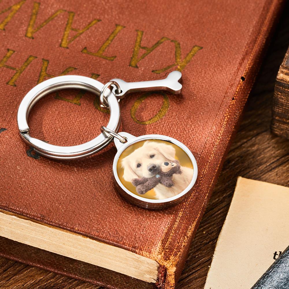 Custom Photo Engraved Word Pet Photo Keychain Custom Dog Keychain Gift To Him - 