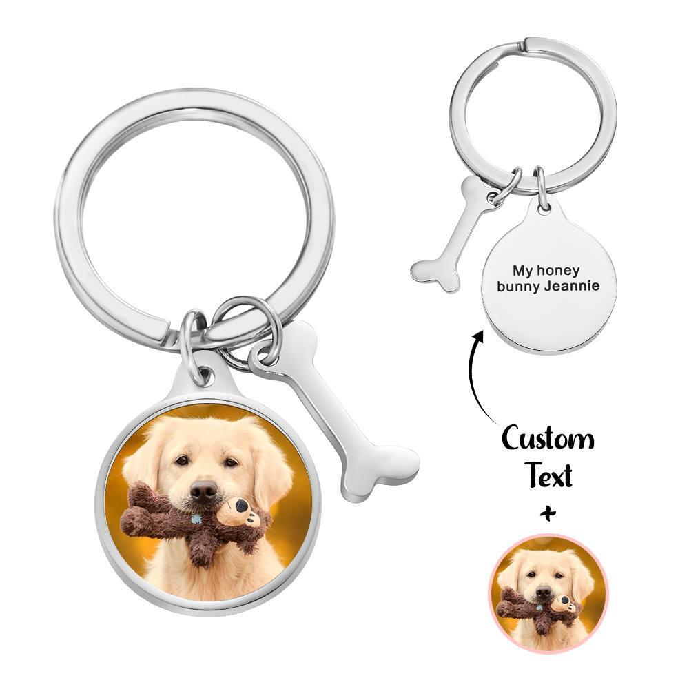 Custom Photo Engraved Word Pet Photo Keychain Custom Dog Keychain Gift To Him - 