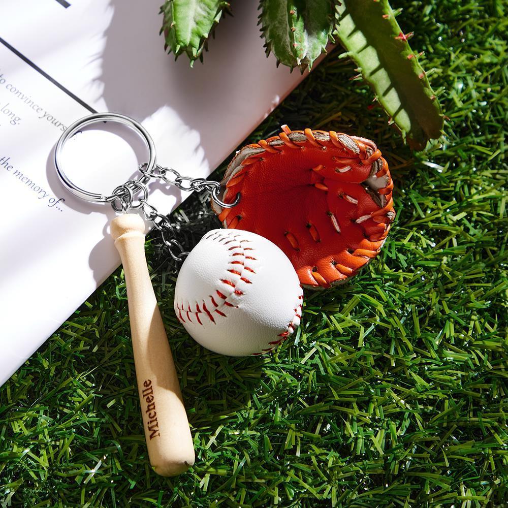 Custom Engraved Baseball Keychains in a Variety of Colors as Gifts for Friends - 