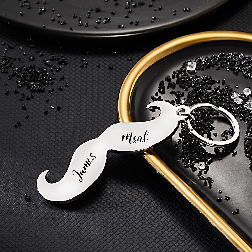 Custom Engraved Beard Keychain Fun Keychain Gift for Friends - 