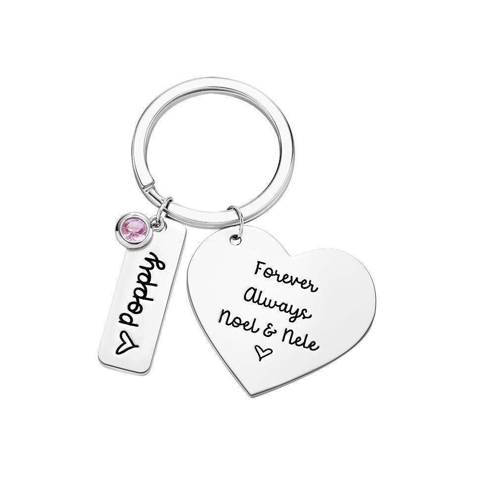 Custom Engraved Diamond Heart Keychains Lettering Optional Rectangular Lettering Number of Gifts for Lover - 