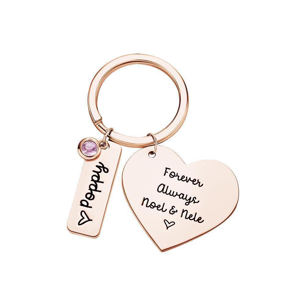 Custom Engraved Diamond Heart Keychains Lettering Optional Rectangular Lettering Number of Gifts for Lover - 