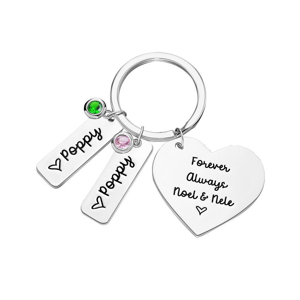 Custom Engraved Diamond Heart Keychains Lettering Optional Rectangular Lettering Number of Gifts for Lover - 