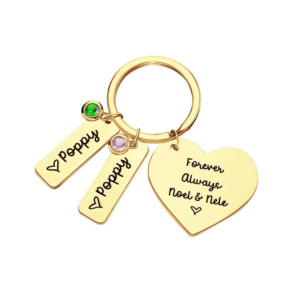 Custom Engraved Diamond Heart Keychains Lettering Optional Rectangular Lettering Number of Gifts for Lover - 