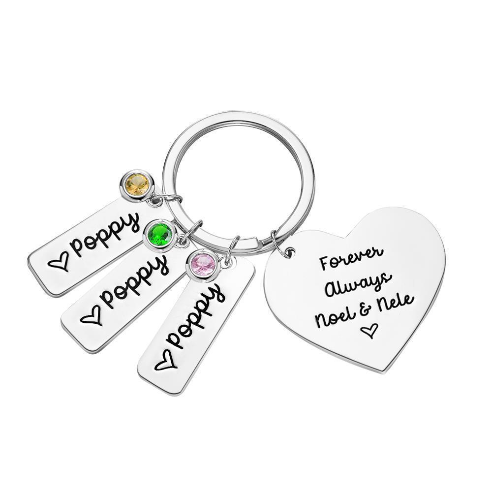 Custom Engraved Diamond Heart Keychains Lettering Optional Rectangular Lettering Number of Gifts for Lover - 