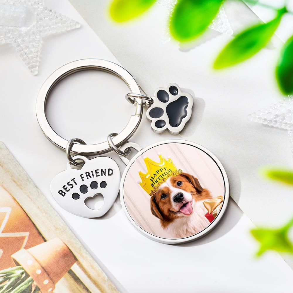Custom Engraved Photo keychain Best Friend Pet Keychain Gift for Friends - 