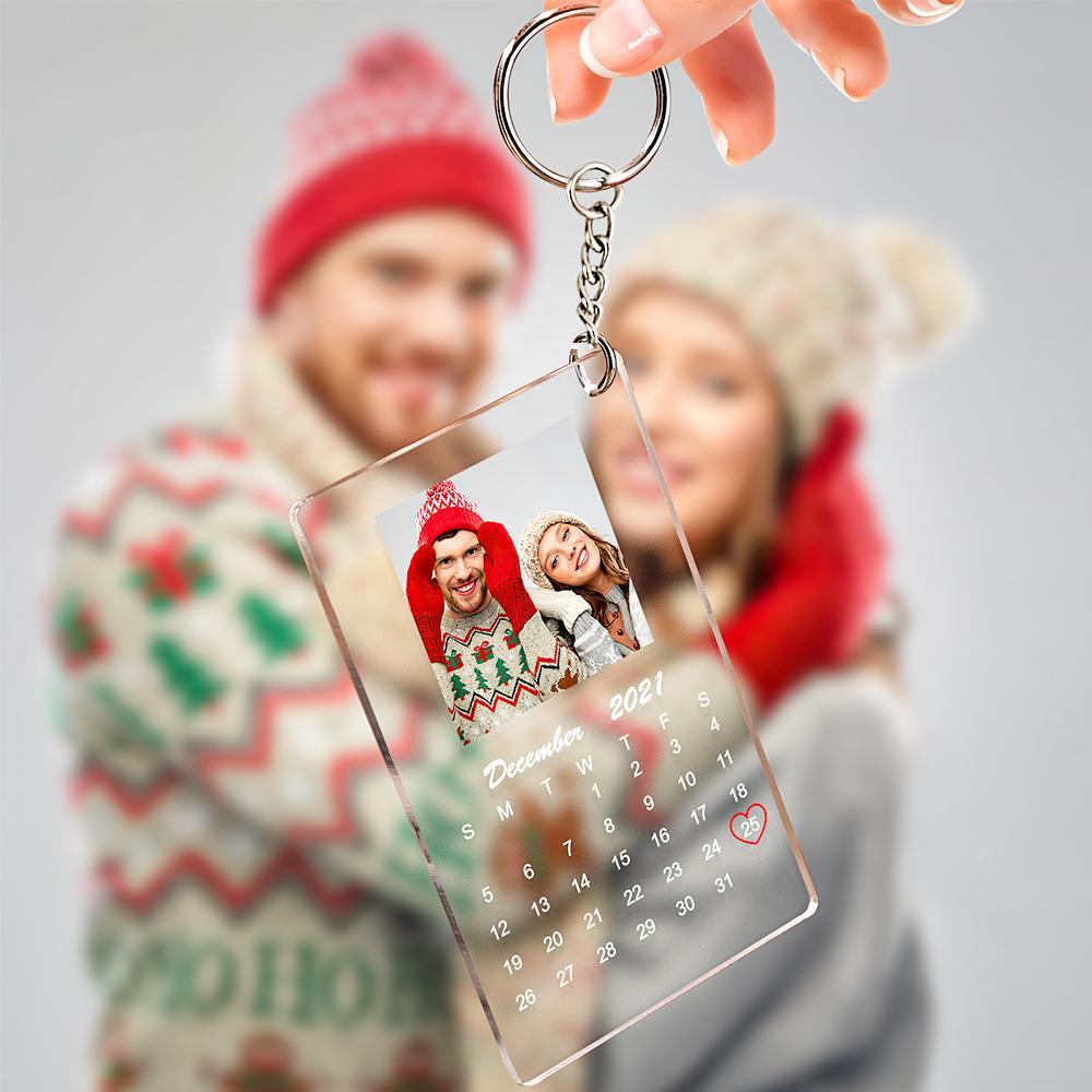 Valentine's Day Gift - Custom Keychain Anniversary Keychain Calendar Gifts For Couple - 