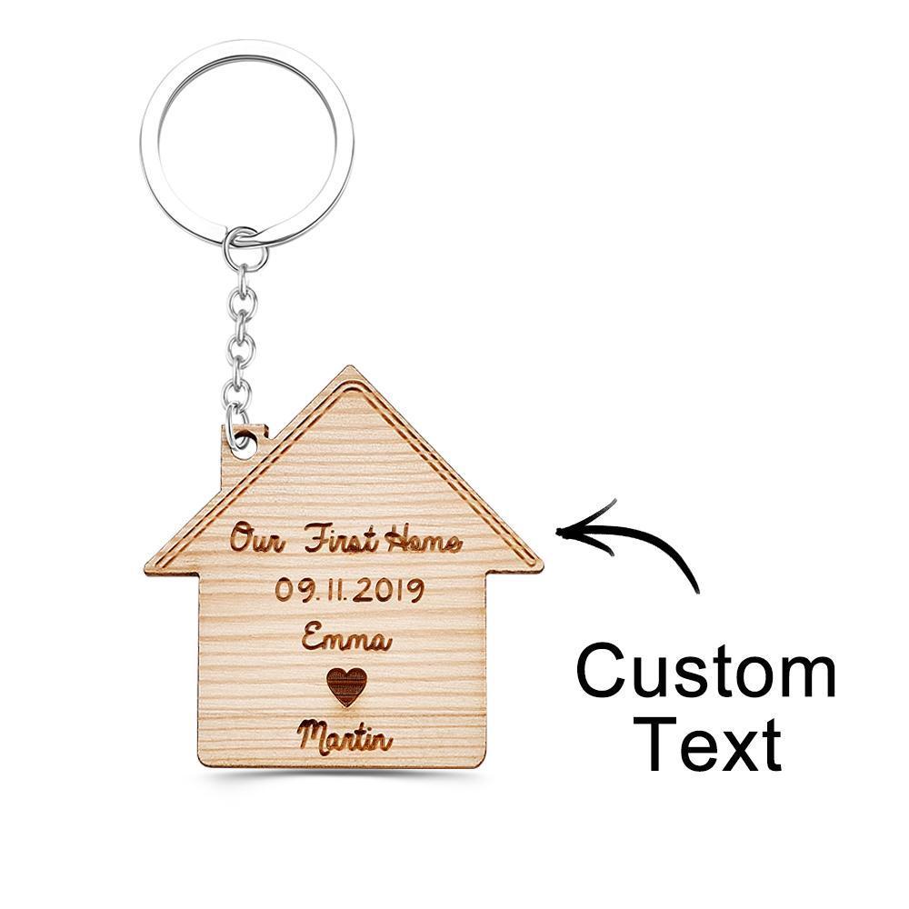 Custom Engraved Keychains "Our First Home" Family Memorial Gifts - 