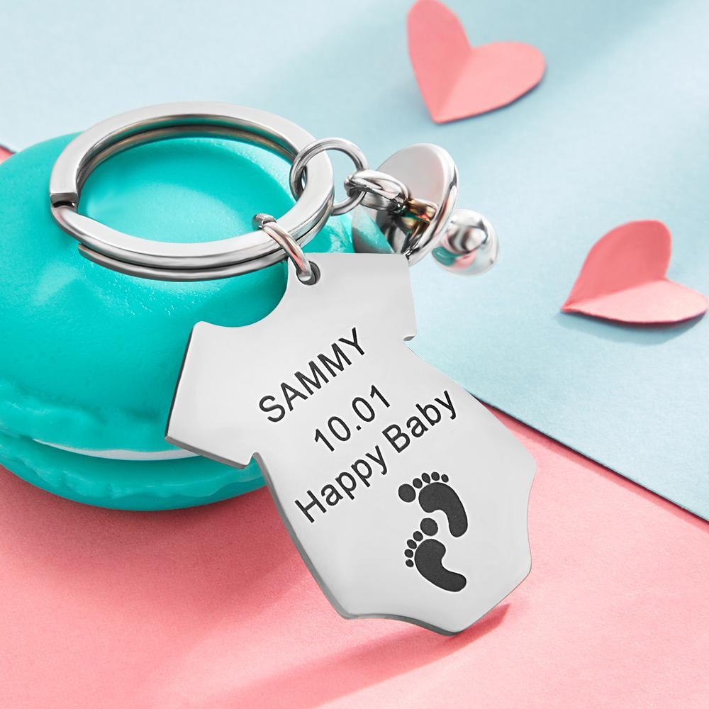 Custom Engraved Pacifier Baby Suit Keychain for Wife Gift - 