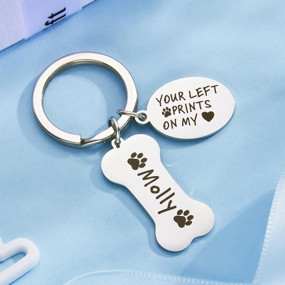 Custom Engraved Dog Bone Keychain Souvenir Pet Keychain Gift -