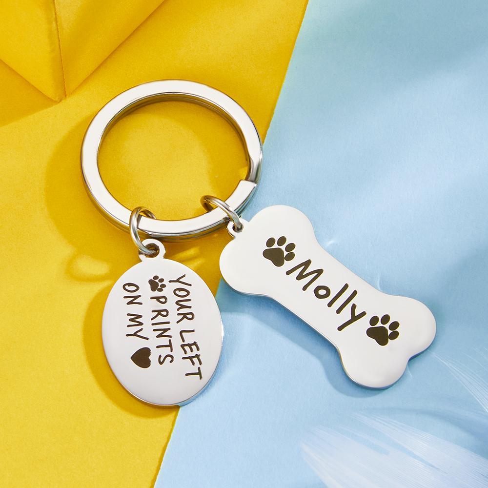 Custom Engraved Dog Bone Keychain Souvenir Pet Keychain Gift -