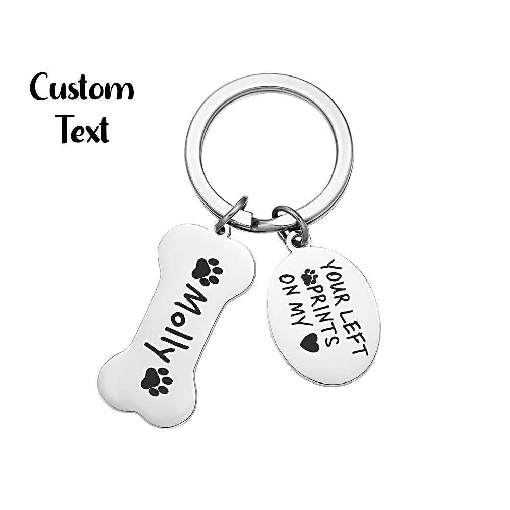 Custom Engraved Dog Bone Keychain Souvenir Pet Keychain Gift -