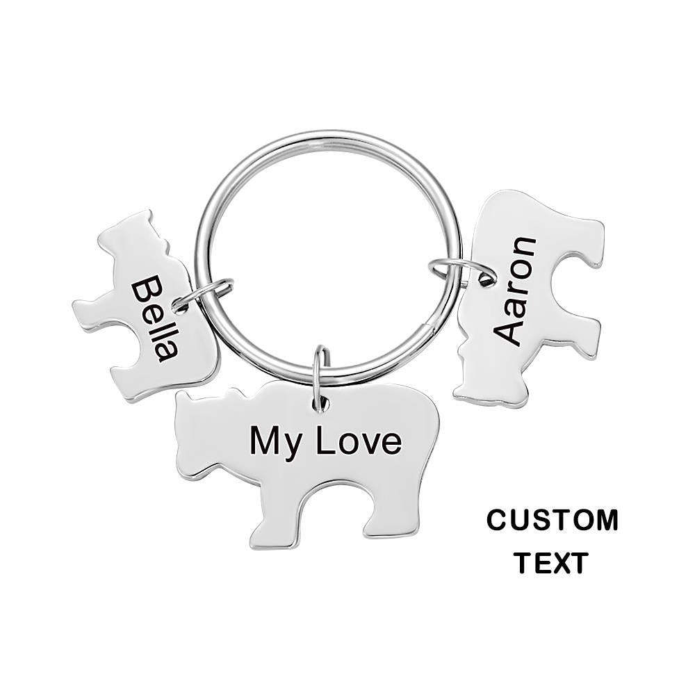Custom Engraved Bear Family KeyChain Baby Bear Set Key Ring - 