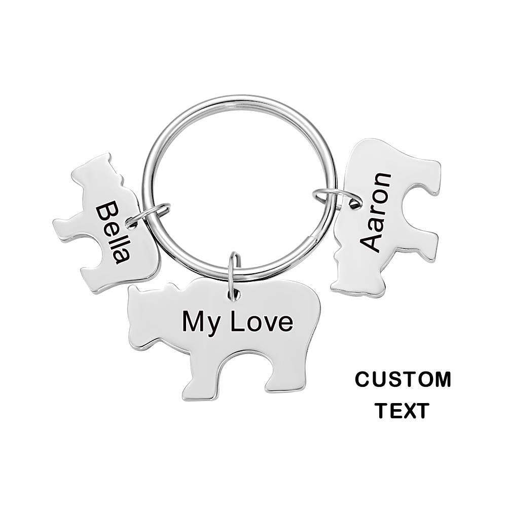 Custom Engraved Bear Family KeyChain Baby Bear Set Key Ring -