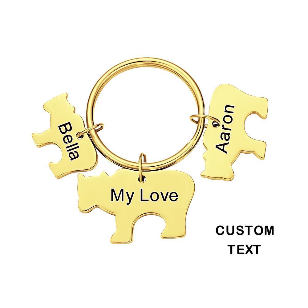 Custom Engraved Bear Family KeyChain Baby Bear Set Key Ring -