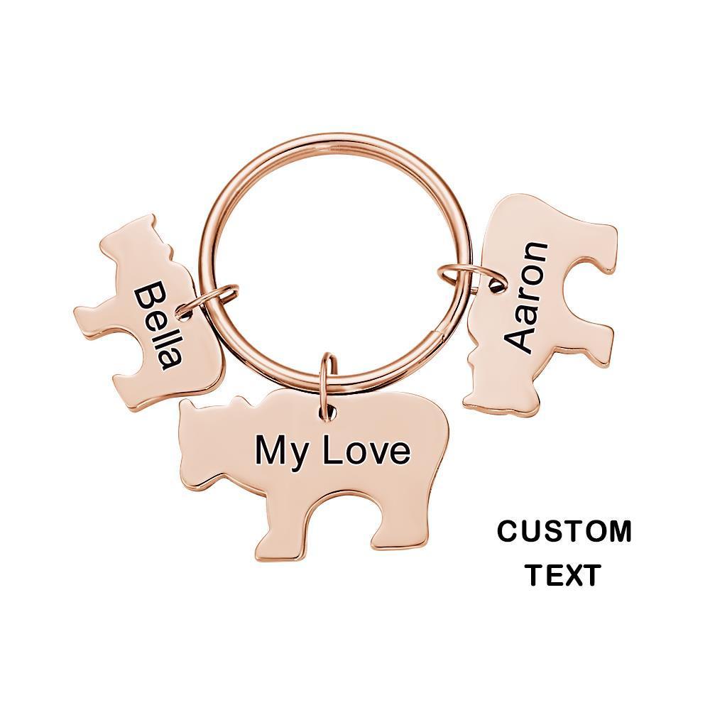 Custom Engraved Bear Family KeyChain Baby Bear Set Key Ring -