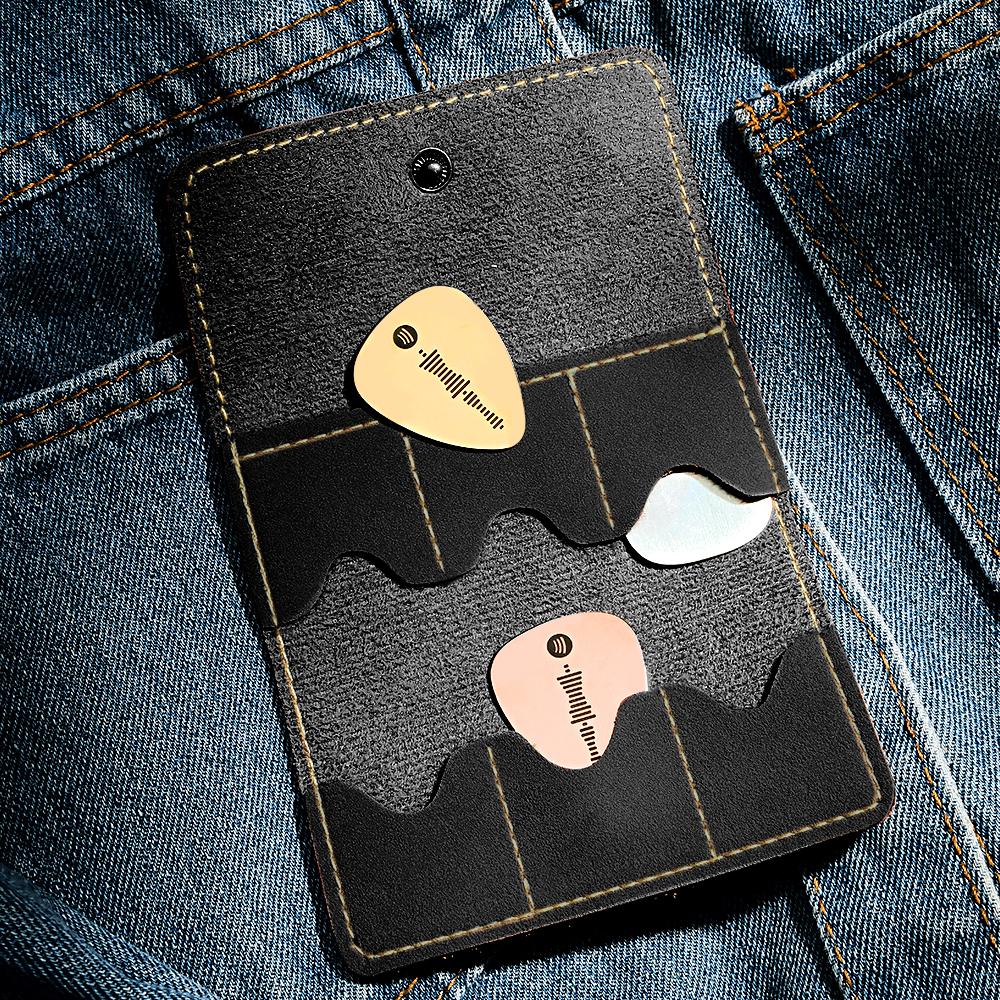 Custom Engraved Guitar Pick Holder Leather Storage Bag Gift for Guitarist - soufeelmy