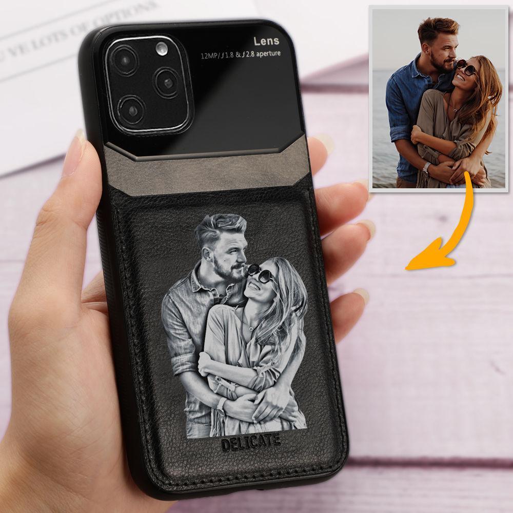 Custom Photo Protective Phone Case Brown iPhone xsmax-6.5 Sketch Delicate - 
