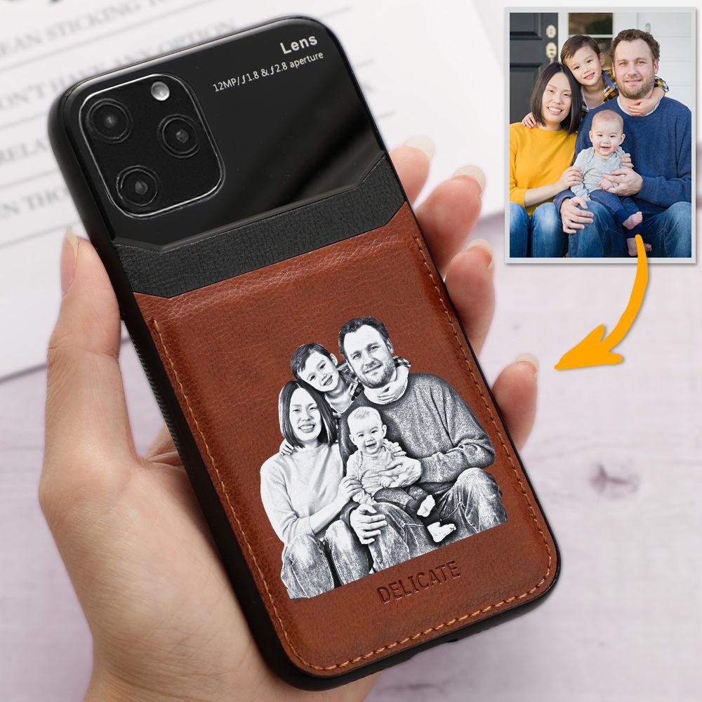 Custom Photo Protective Phone Case Brown iPhone xsmax-6.5 Sketch Delicate - 