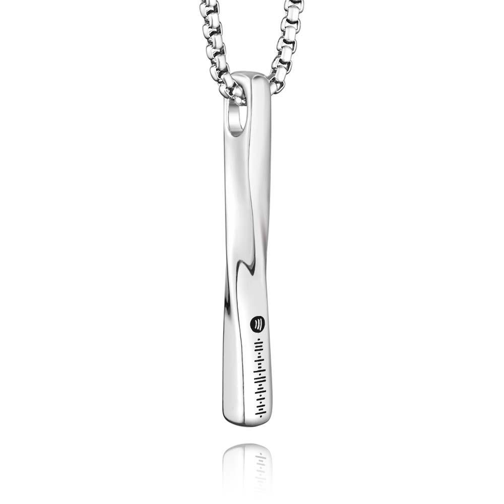 Scannable Spotify Code Twisted Bar Necklace Custom Jewelry Gifts For Her - soufeelmy