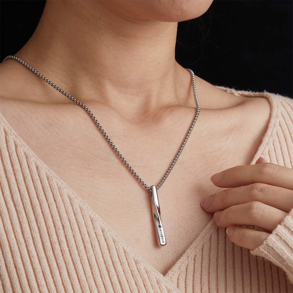 Scannable Spotify Code Twisted Bar Necklace Custom Jewelry Gifts For Her - soufeelmy