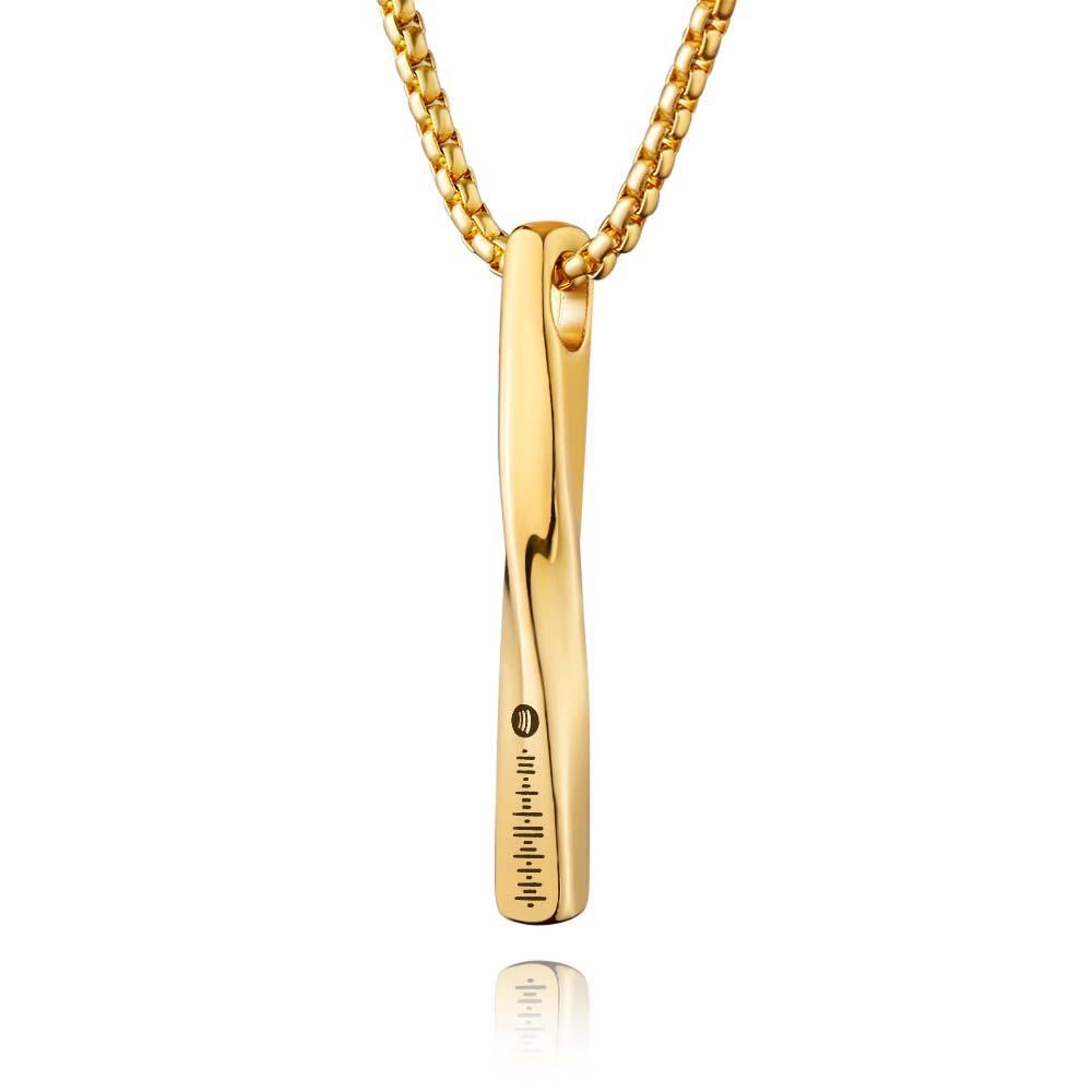 Scannable Spotify Code Twisted Bar Necklace Custom Jewelry Gifts For Her - soufeelmy