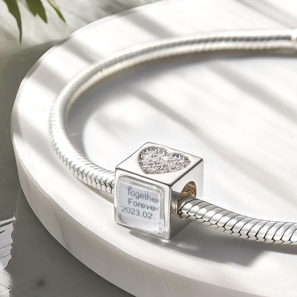 Custom Photo Engraved Charm Square Heart Diamond Romantic Gifts - soufeelmy