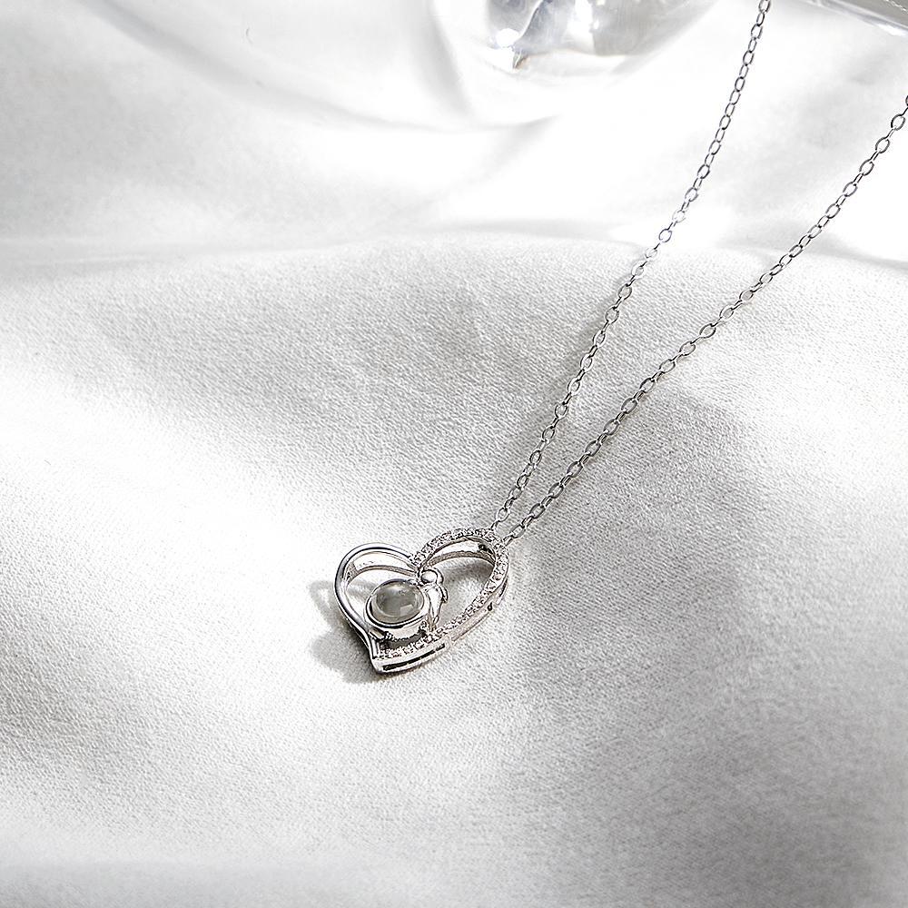 Custom Photo Projection Necklace Creative Heart Diamond Couple Gifts - soufeelmy