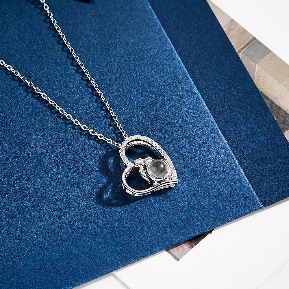 Custom Photo Projection Necklace Creative Heart Diamond Couple Gifts - soufeelmy