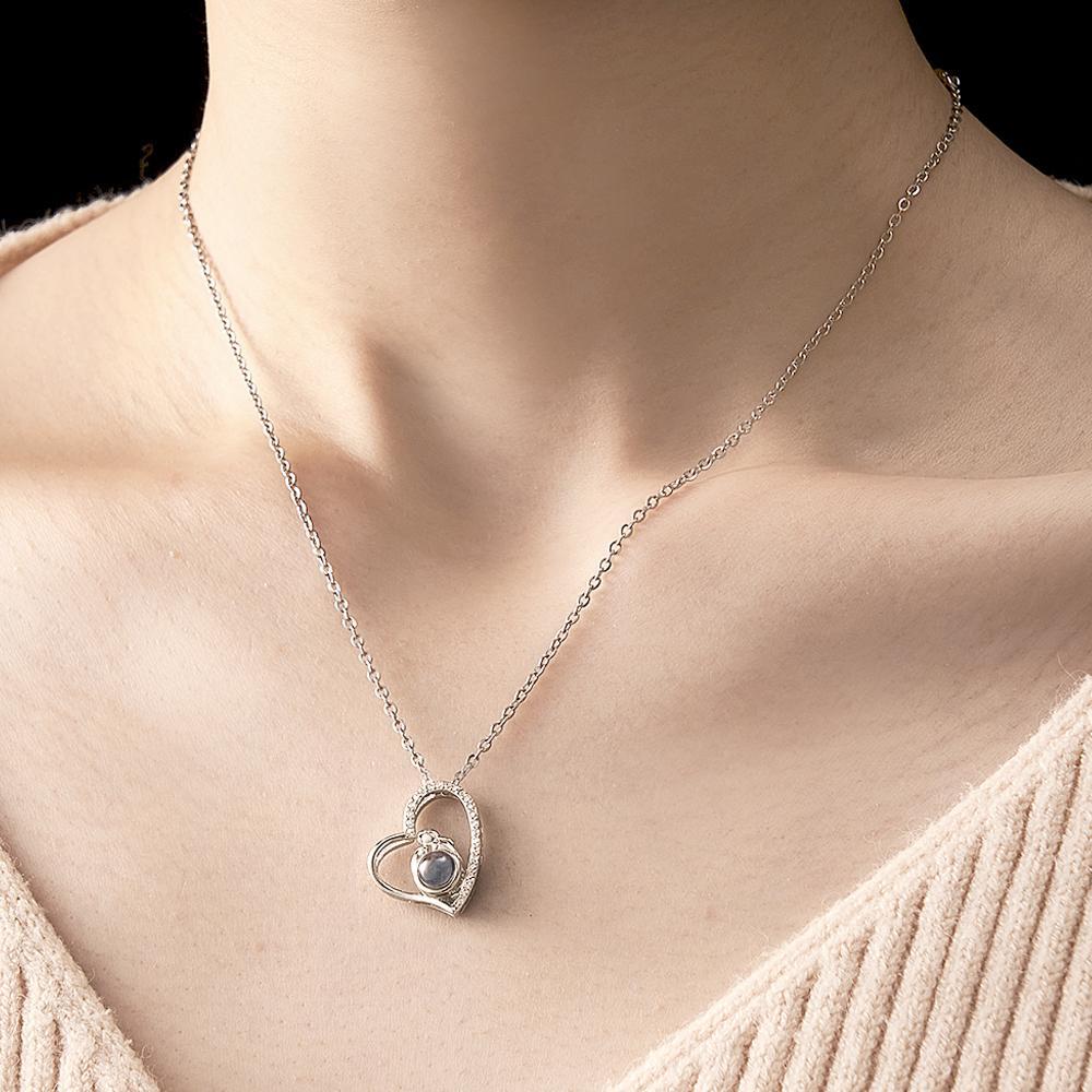 Custom Photo Projection Necklace Creative Heart Diamond Couple Gifts - soufeelmy