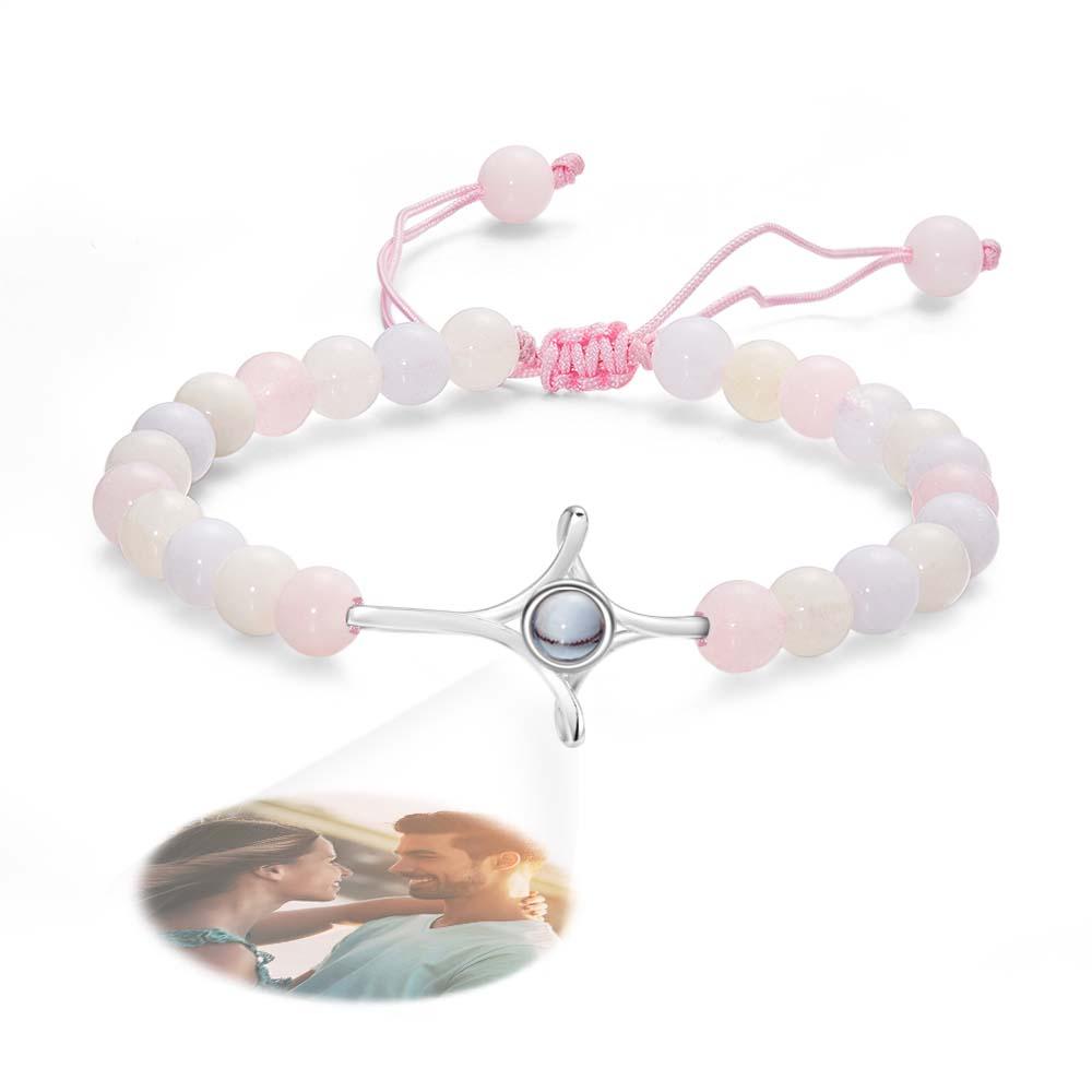 Personalized Photo Projection Beads Bracelet With Cross Memorial Gift For Her - soufeelmy