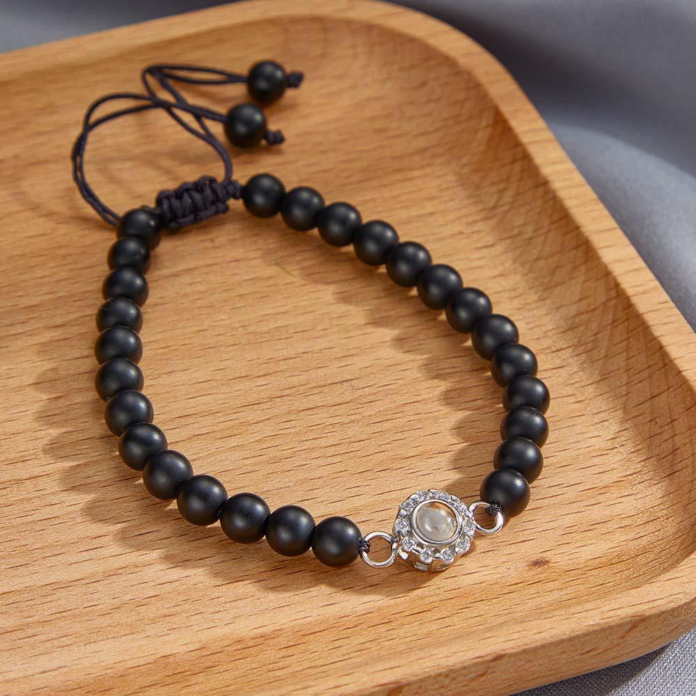 Personalized Photo Projection Beads Bracelet With Rhinestones Sweet Gift For Her - soufeelmy