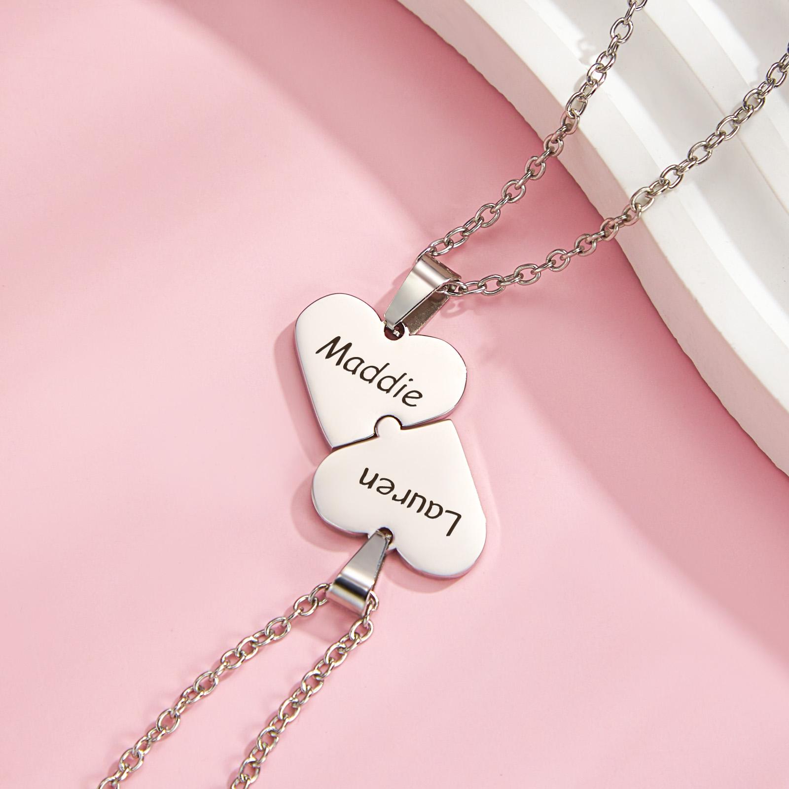 Engraved Heart Puzzle Necklace Pendant Trend Jewelry For Couples - soufeelmy