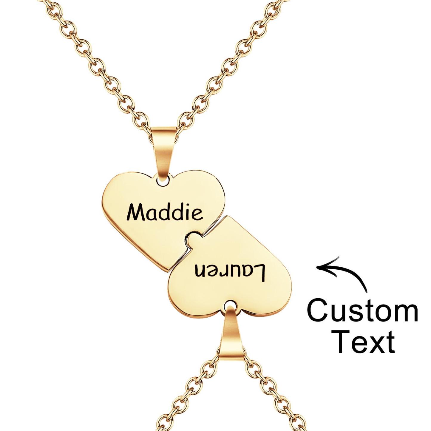 Engraved Heart Puzzle Necklace Pendant Trend Jewelry For Couples - soufeelmy