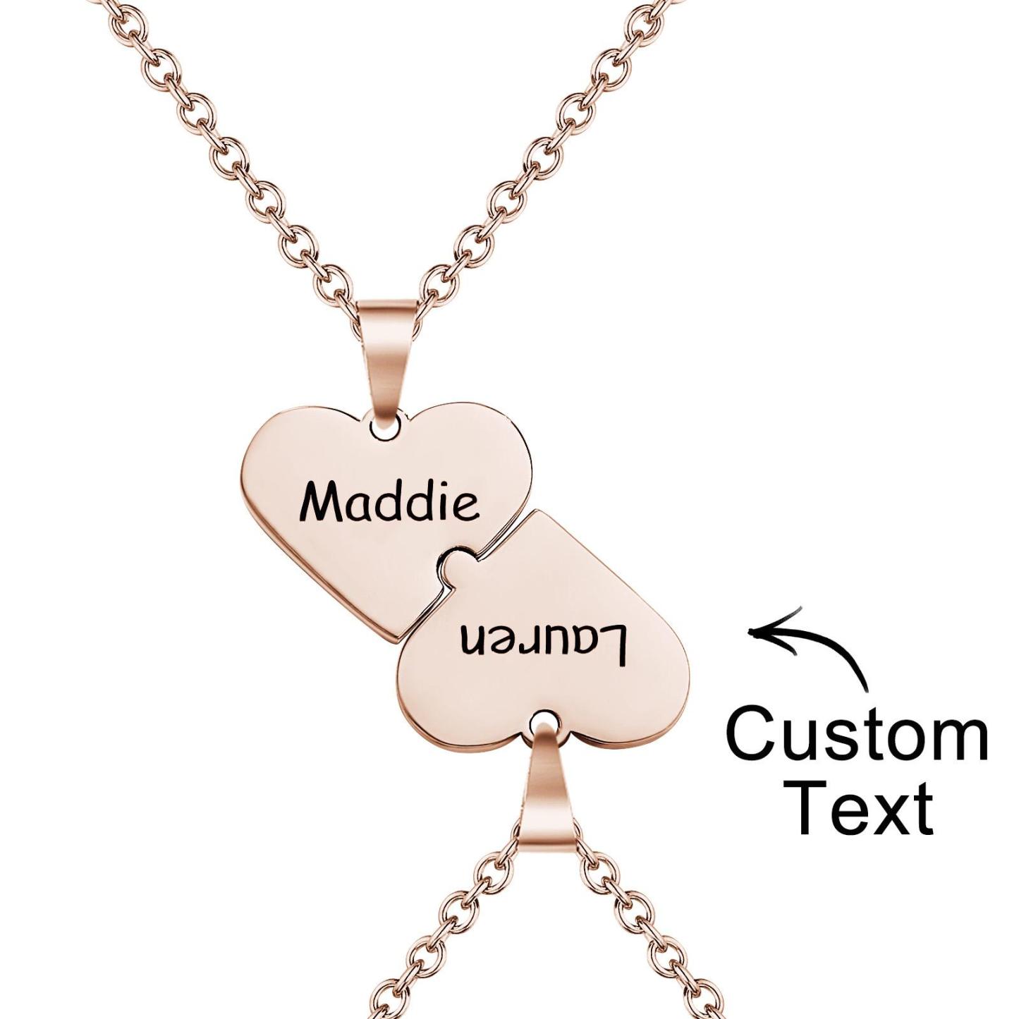 Engraved Heart Puzzle Necklace Pendant Trend Jewelry For Couples - soufeelmy