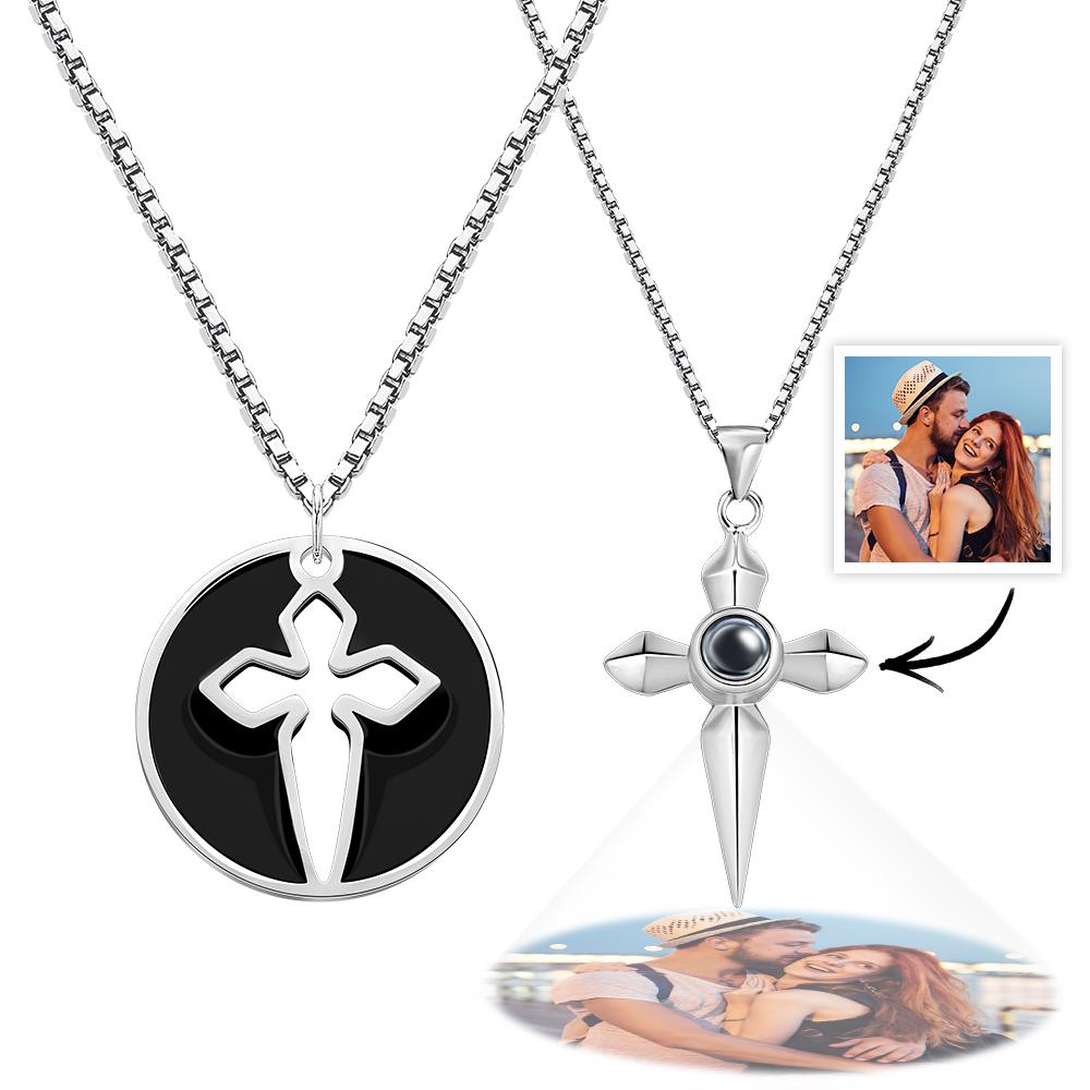 Custom Projection Necklace Love Sword a Pair Gifts for Couple - soufeelmy