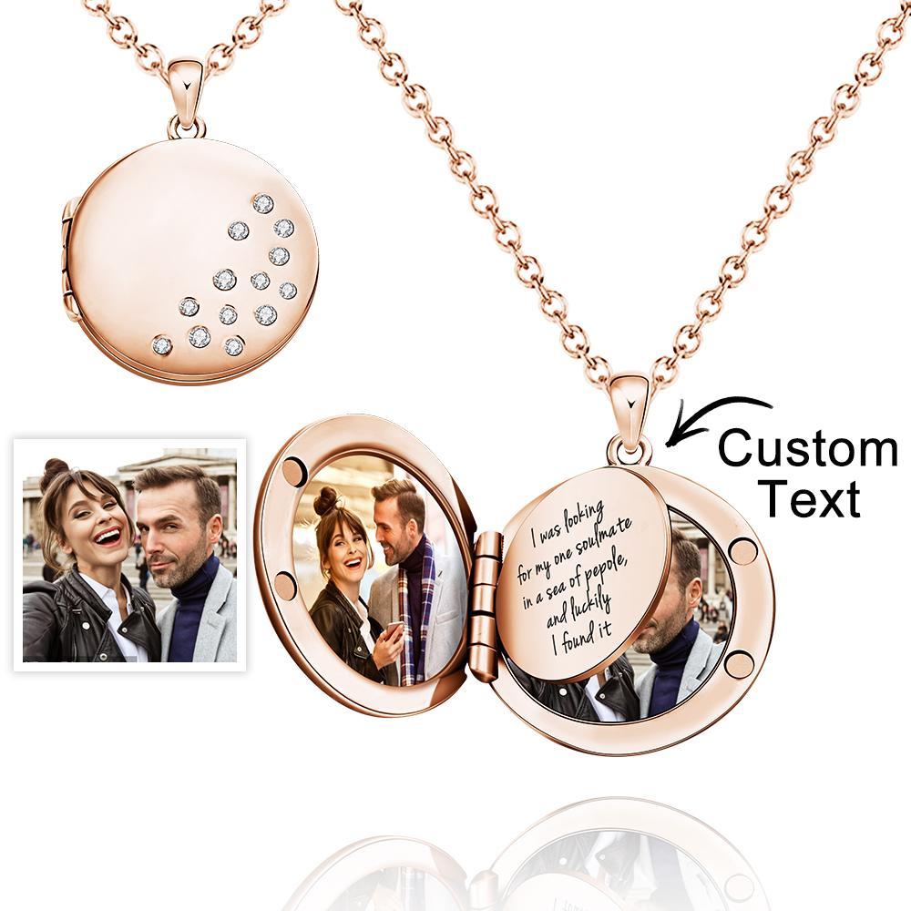 Custom Photo Engraved Necklace Round Locket Custom Unique Page Gifts - soufeelmy