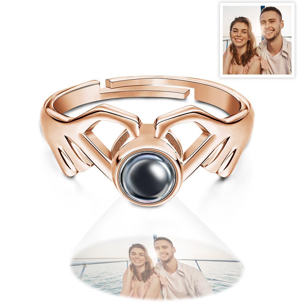 Personalized Photo Projection Ring Fingers Combinate Heart Ring For Her - soufeelmy