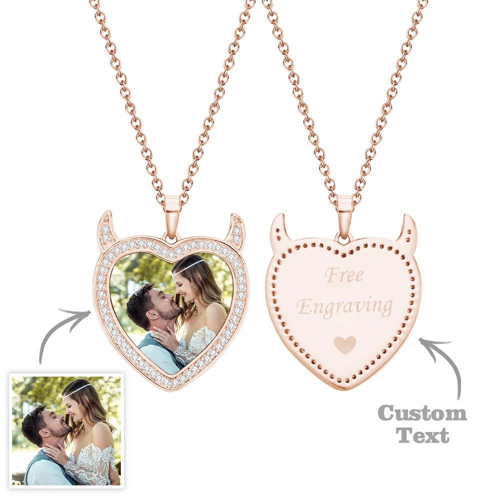 Custom Photo Engraved Necklace Cute Demon Pet Gifts - soufeelmy