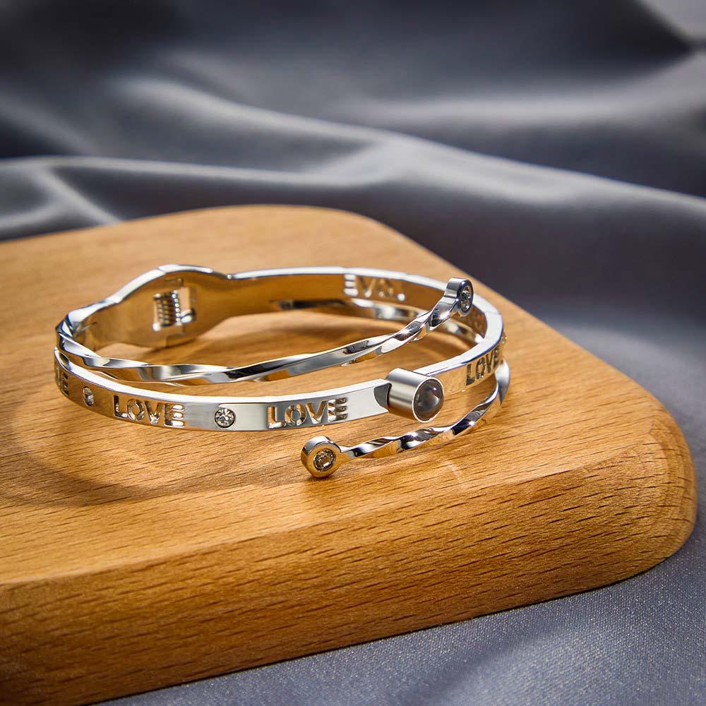 Personalized Photo Projection Bracelet Love With Rhinestones Free Adjustment Bracelet Gift For Her - soufeelmy