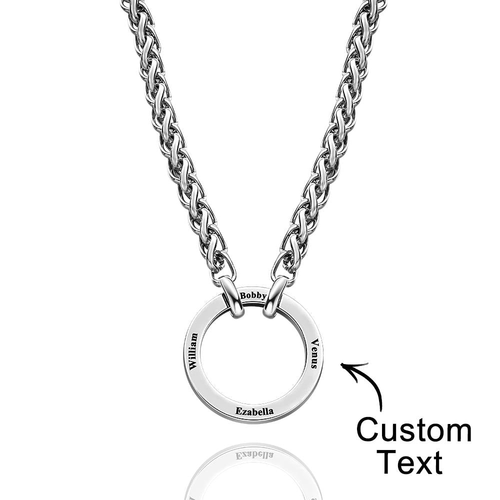 Personalized Engraved Circle Necklace Bracelet Name Pendant Jewelry Father's Day Gift - soufeelmy