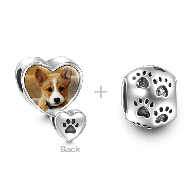 Pet Paw Print Charm Set of 2 Silver - soufeelus