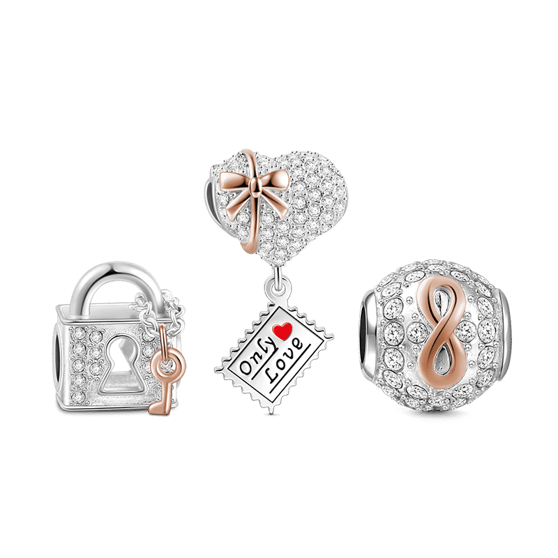 Only Love Charm Set of 3 Silver - soufeelus
