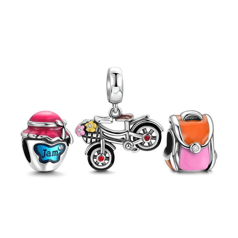 Summer Outing Charm Set of 3 Silver - soufeelus