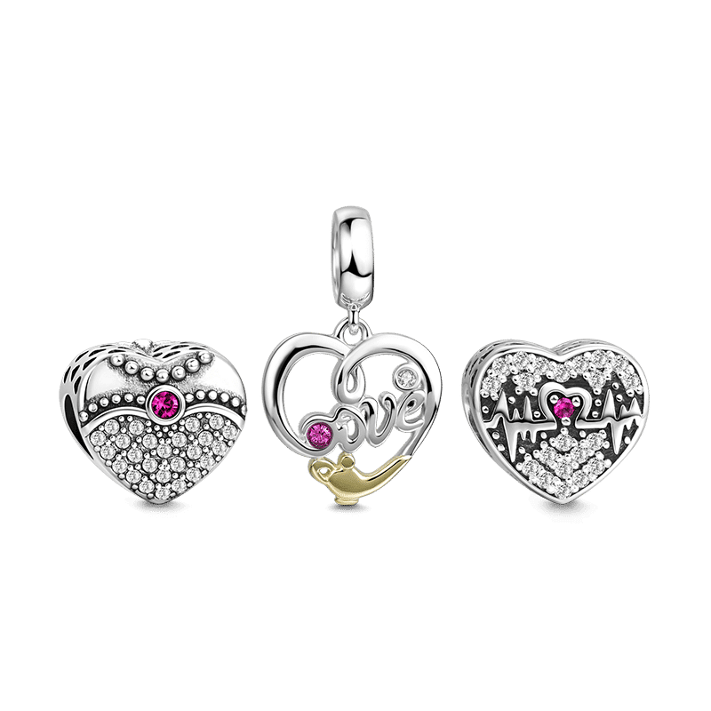 Magic of Love Charm Set of 3 Silver - soufeelus