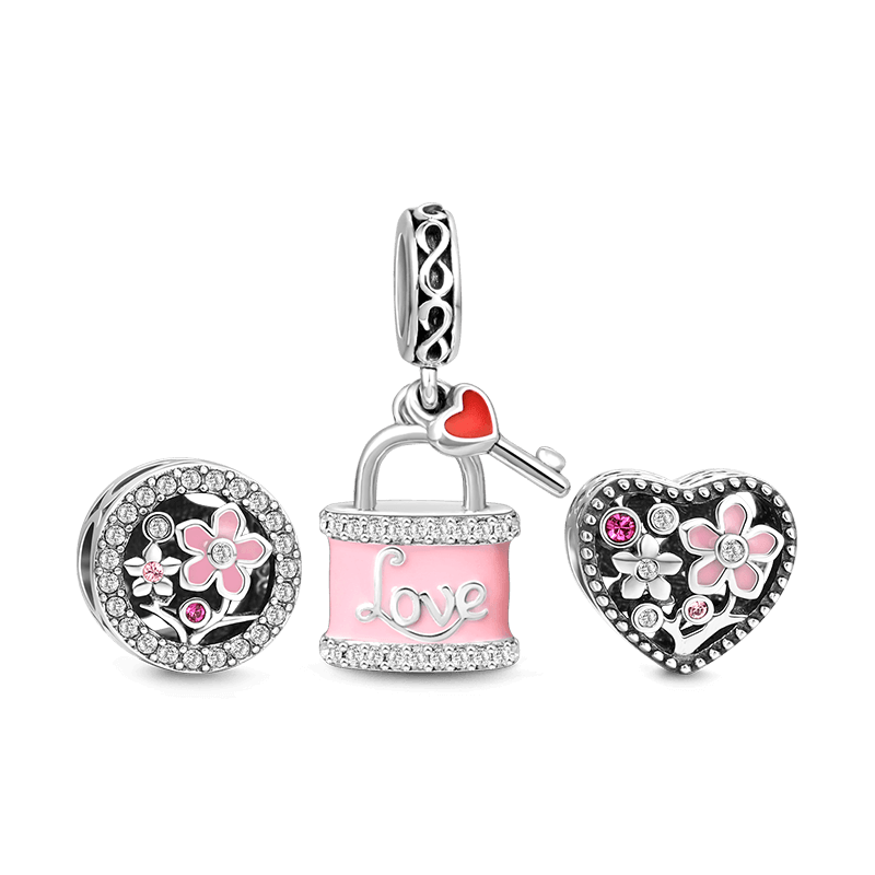 Forever Love Charm Set of 3 Silver - soufeelus
