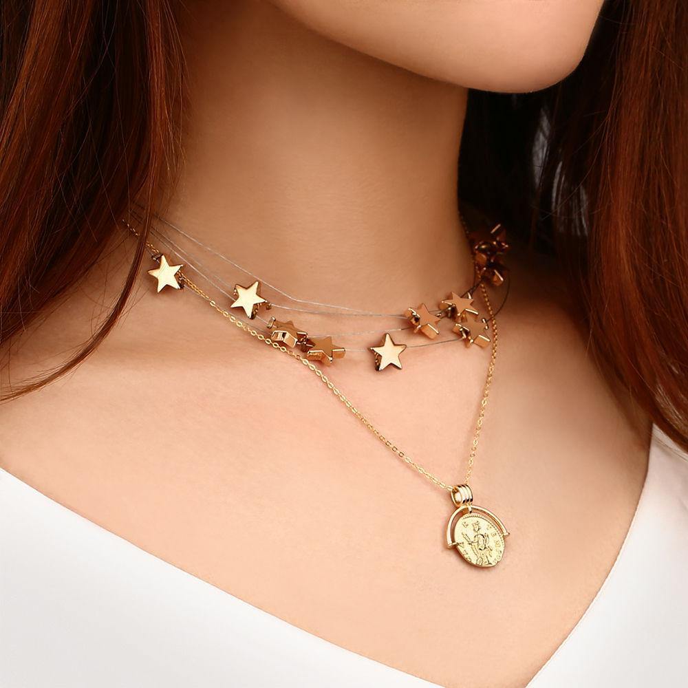 Star Coin Necklace Set - 