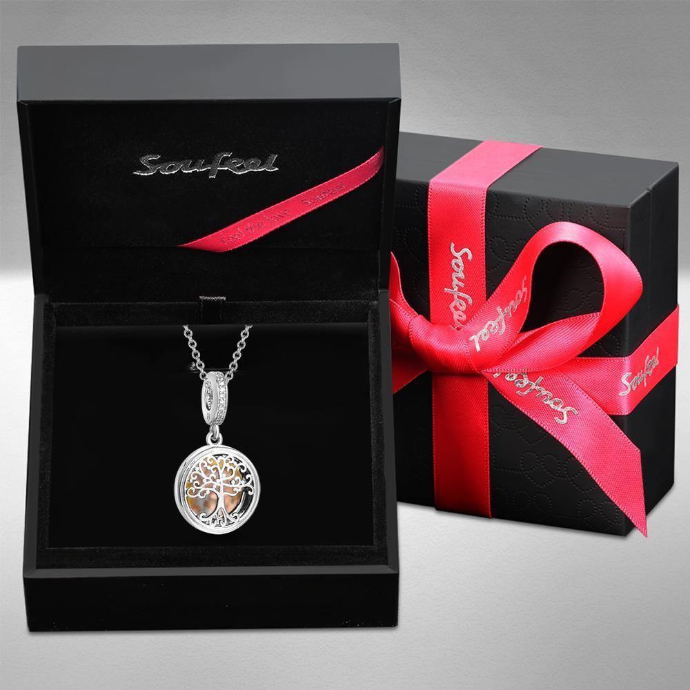 Photo Locket Necklace Family Tree Keepsake Gift Platinum Plated Gifts for Mom - soufeelus